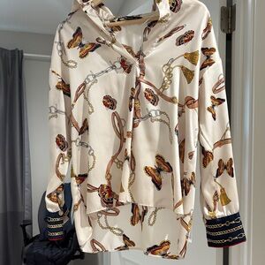 Zara Cream Butterfly Print Blouse